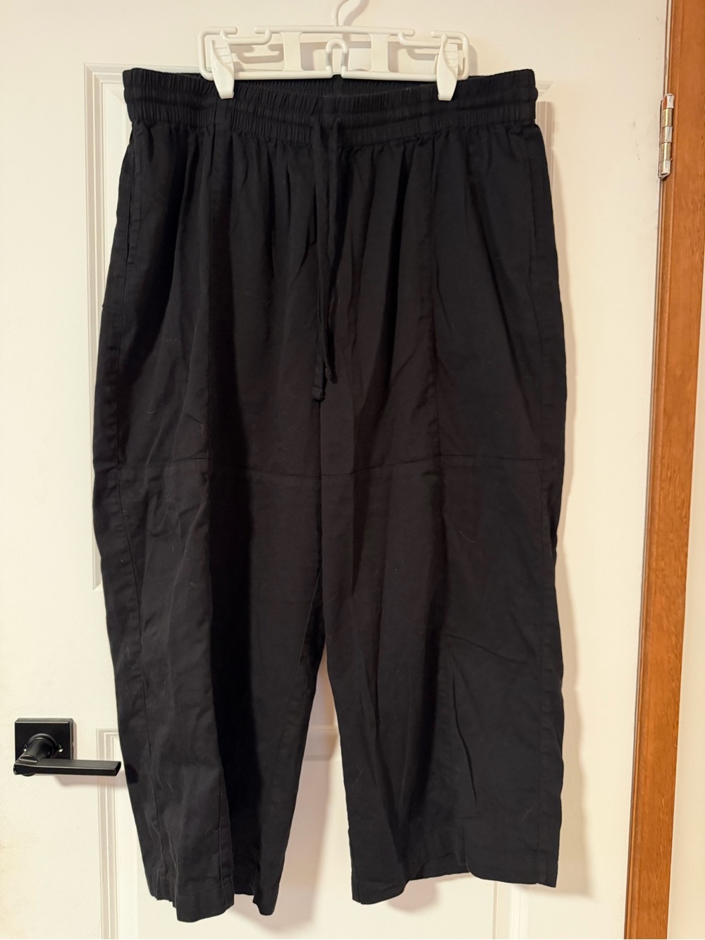 LUCY & YAK Chuck Wide Leg Organic Cotton Trousers in Black